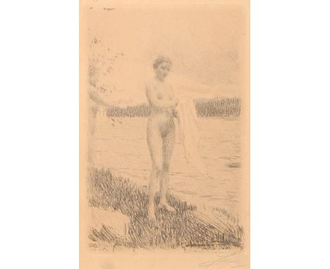 ANDRES LEONARD ZORN (Swedish, 1860-1920)  Dalriver  Etching, signed in pencil lower right, dated to plate 1919, 18cm x 11cm, 