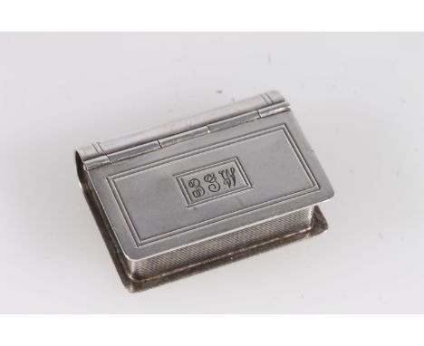 Elizabeth II novelty silver snuff or pill box in the form of a book, the cartouche bearing the initials 'BGW', by Hampton Uti