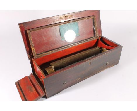 Nicole Freres Swiss cyclinder music box, late 19th century, the rosewood case with marquetry inlaid hinged lid, opening to re