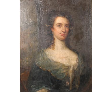 18TH CENTURY SCHOOL  Half length portrait of Barbara Blair 1730-1804 (Married W Fullarton of Fullarton)  Oil painting on canv