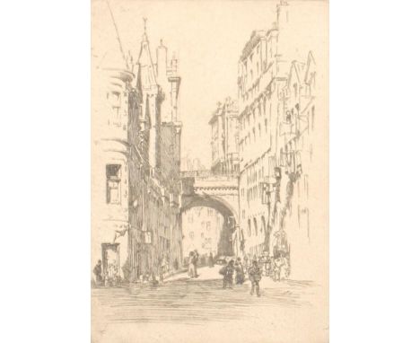 ERNEST STEPHEN LUMSDEN RSA RE (British, 1883-1948) The Cowgate Edinburgh  Etching, signed in pencil, 22cm x 15cm, frame 51cm 
