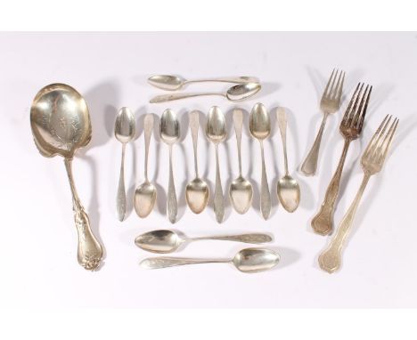 American silver flatware to include a floral patterned serving spoon by Whiting Manufacturing Co., of New York, a set of twel