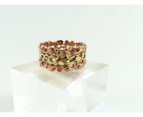 Clogau - a 9ct rose and yellow gold Tree of Life ring, of open work design, finger size M centre, 6.8g gross, cased