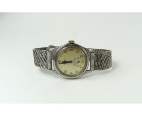 J W Benson - a gentleman's manual wind wristwatch, the round silvered dial with luminescent Arabic numerals, black hands and 