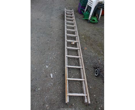 An aluminium 14 rung extending ladder.
