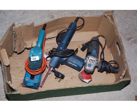 Black & Decker Sander and an angle Grinder with wire brush attachment.