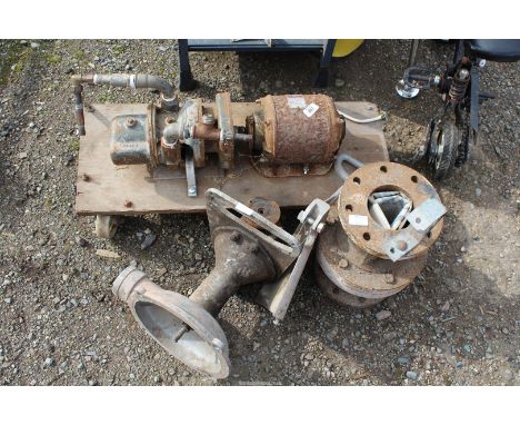 Crompton Parkinson water pump with 240 volt motor (turns) plus other heavy duty pipe attachments, etc.