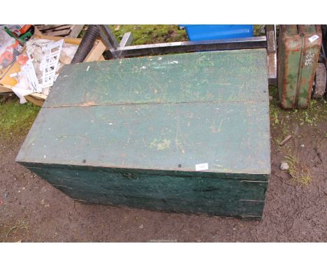Large painted wooden trunk, 38'' wide x 22'' deep x 20'' high.
