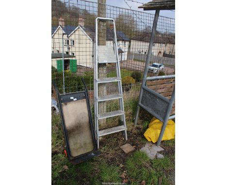 Sack truck and five rung aluminium ladder.