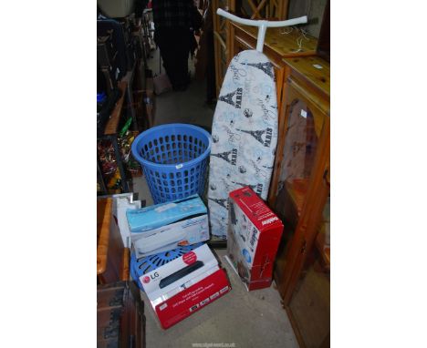 A HD-DVD player, Beldray Quick vac-light, ironing board, etc.