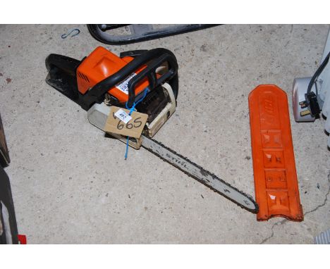 A Stihl MS 180 Chainsaw, 12 1/2'' cutter bar with end sprocket.