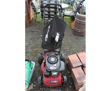 "Santi" self-propelled Lawn Mower with grass box, engine turns.