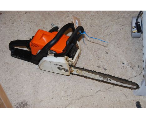 A Stihl LS170 Chainsaw (chain brake working, good compression), 12'' cutter with end sprocket.