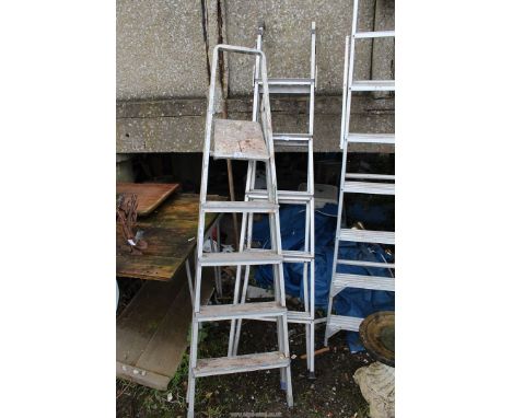 Two five-rung aluminium step ladders.