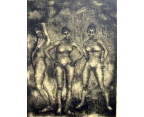 George Biddle (1885-1973) Three Graces. Good condition. Signed and dated 1926 on plate and pencil signed L/R. Soiling borders