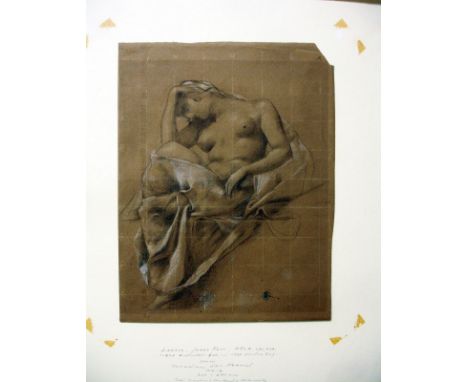 James Kerr Lawson (1864-1939) Study of the Canadian War Memorial 1914-18. Good condition, paper chip on U/R. Crayon / white c