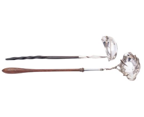 A George III silver punch ladle by I S & A N, London 1769, with cast mounts and replacement handle, together with an another 