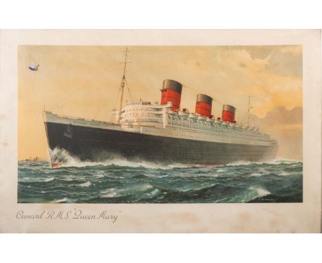 Five colour prints of liners:
RMS Queen Elizabeth, Cunard White Star
RMS Soronia, Cunard Line
RMS Queen Mary, Cunard Line
The