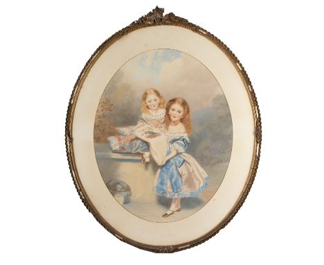 
Ann Mary Severn (Lady Newton) (British, 1832-1866) -
Children in a Winter Landscape with pet bird;
Sister with their sketch 
