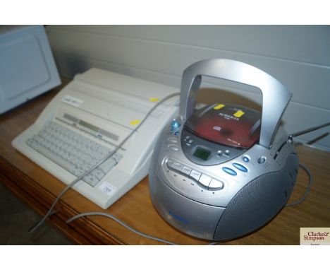 A Roberts CD radio cassette recorder and a Leader word processor