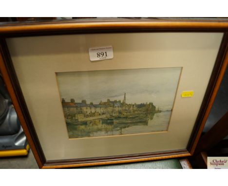 James Gilmore, colour print study of a harbour scene