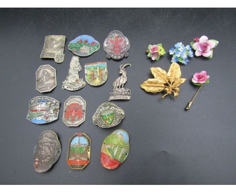 ceramic brooches and tin&nbsp; souvenir badges