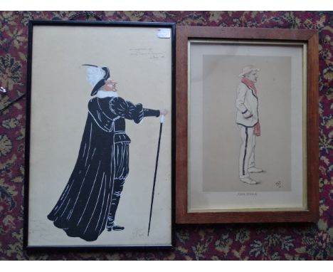 Vintage John Steele cricketer print 32cm x 42cm, and another print, both framed and glazed&nbsp;