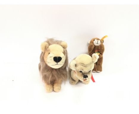 Collection of three soft toys including a Steiff bear.