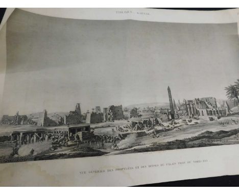 THEBES KARNAK VUE GENERALE DES PROPYLEES ET DES RUINES DU PALAIS PRISE DU NORD-EST, engraved print, 19th Century approx 410 x