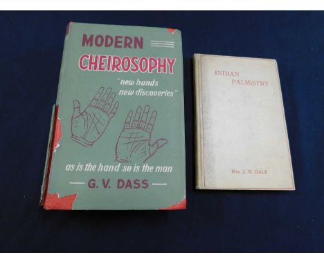 MRS J R DALE: INDIAN PALMISTRY, London [Theosophical Pub Society], 1895 first edition, "To be obtained from W de Kerler the O