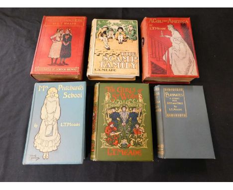 L T MEADE: 6 Titles: PLAYMATES, London and Edinburgh, W &amp; R Chambers, 1896 first edition, prize label (name raised) on fr