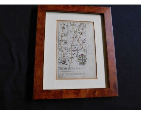 OWEN &amp; BOWEN: THE ROAD FROM KINGS LYNN - NORWICH - GREAT YARMOUTH engraved hand coloured road map, circa 1720, double sid