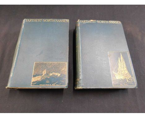 FRIDTJOF NANSCN: FARTHEST NORTH..., London, Archibald Constable, 1897 first edition, 2 vols, plates, portraits and maps colla