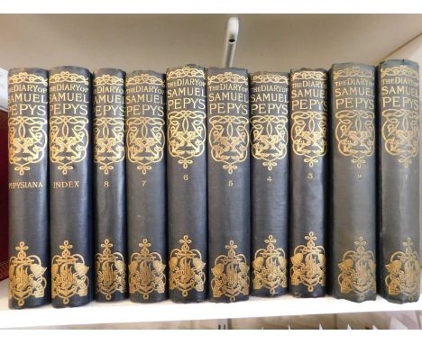 SAMUEL PEPYS: THE DIARY, Ed Henry B Wheatley, London, George Bell &amp; Sons, 1893-1910, 10 vols, vols 1 to 2 first edition, 