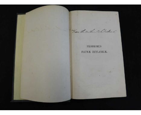 EDWARD FREDERICK KELAART: PRODROMUS FAUNAE ZEYLANICAE BEING CONTRIBUTIONS TO THE ZOOLOGY OF CEYLON, [Columbo] Ceylon, printed