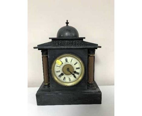 A Victorian slate mantel clock signed Grant & Son