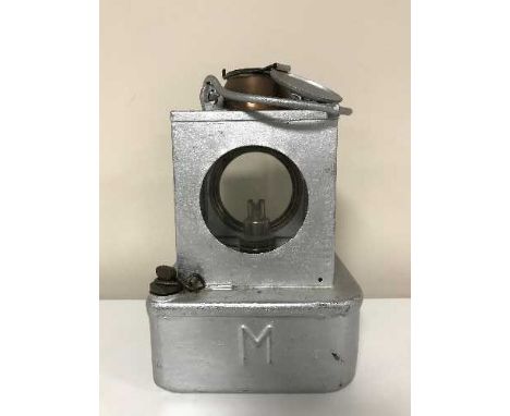 A railway lamp stamped Welch Patent