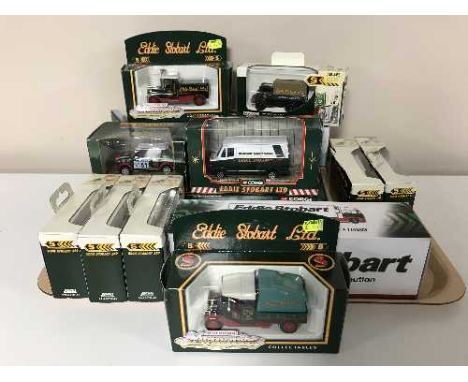 A collection of Corgi Eddie Stobart vehicles of various scales 