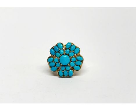 A silver gilt Arizona sleeping beauty turquoise ring (s).