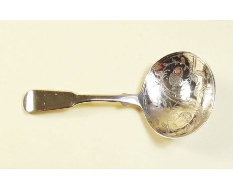 A silver caddy spoon by WP, Birmingham 1814