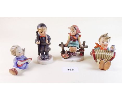 Four small Hummel figures including angel