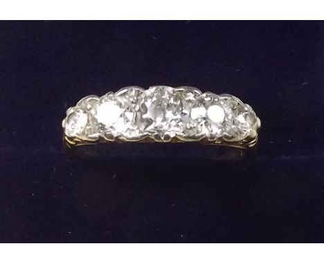 A Victorian 18 carat gold five stone diamond ring - approx 1 carat total - size M