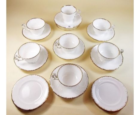 A Copeland and Garrett part tea service circa 1840 comprising six cups and saucers, one coffee cup and saucer and six similar