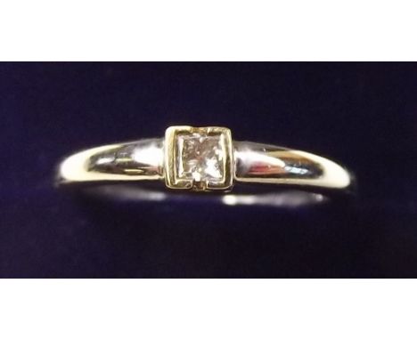 An 18 carat white gold square solitaire diamond ring size N 1/2