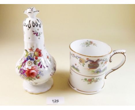 A Royal Worcester tankard dated 1922 and a Hammersley floral sugar sifter