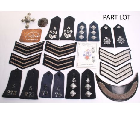 Selection of Police Insignia consisting of uniform shoulder boards, red/white and blue/white duty bands, chequered cap bands,