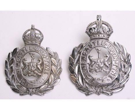 Two  Newcastle-Upon-Tyne Police Helmet plates, both Kings crown, chrome wreaths, small and large pattern, both complete with 