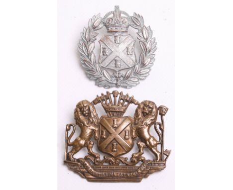 Plymouth Borough Police Helmet Badge,coat of arms, complete with two lug fittings on the reverse,(small part of mace missing 