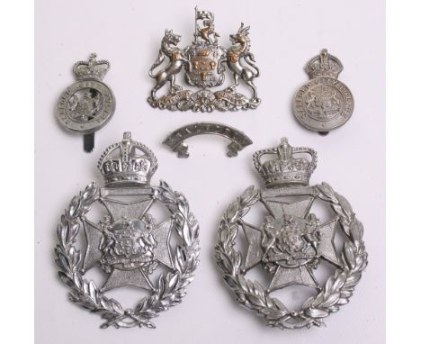 Salford City Police Badges, Chrome coat of arms, with separate ‘Salford ‘ chrome scroll above helmet plate, Kings crown, chro