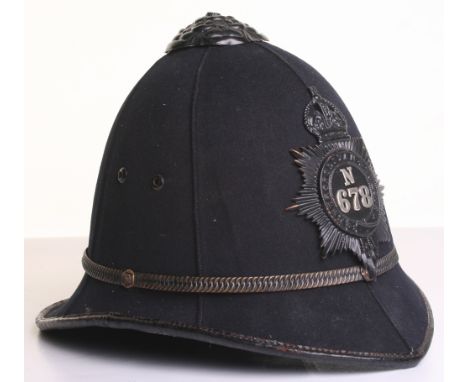 Scarce Metropolitan Police Six Panel Cork Helmet, complete with N ‘Islington Division’  Kings crown, black star, white metal 